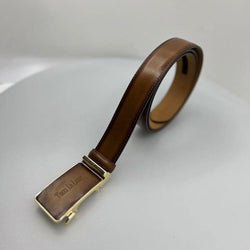 Tucci Di Lusso Belts Italian Leather Handmade Ratchet Slide Smart Belts- Brown color for Men. Unique Gift for Him