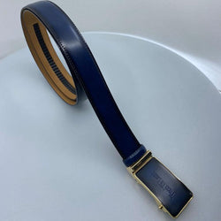 Tucci Di Lusso Belts Italian Leather Handmade Ratchet Slide Smart Belts- Royal Blue color for Men. Unique Gift for Him