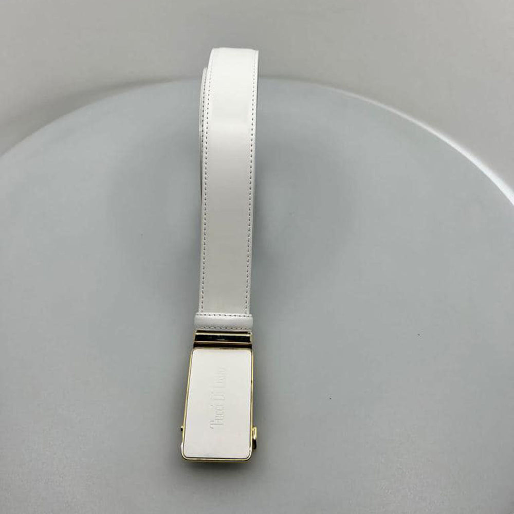 Tucci Di Lusso Belts Italian Leather Handmade Ratchet Slide Smart Belts- White color for Men. Unique Gift for Him