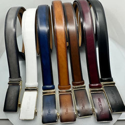 Tucci Di Lusso Belts Italian Leather Handmade Ratchet Slide Smart Belts- Hazelnut color for Men. Unique Gift for Him