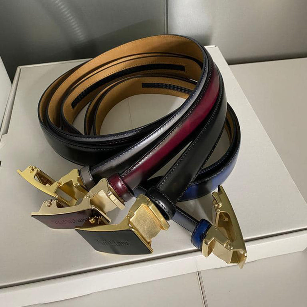 Tucci Di Lusso Mens Dark Brown Italian Leather Slide Rachet Smart Belts