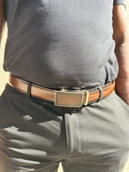 Tucci Di Lusso Mens Grey Italian Leather Slide Rachet Smart Belts