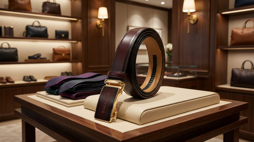 Hazelnut Italian Leather Ratchet Belt for Men - Handmade Luxury Smart Belt