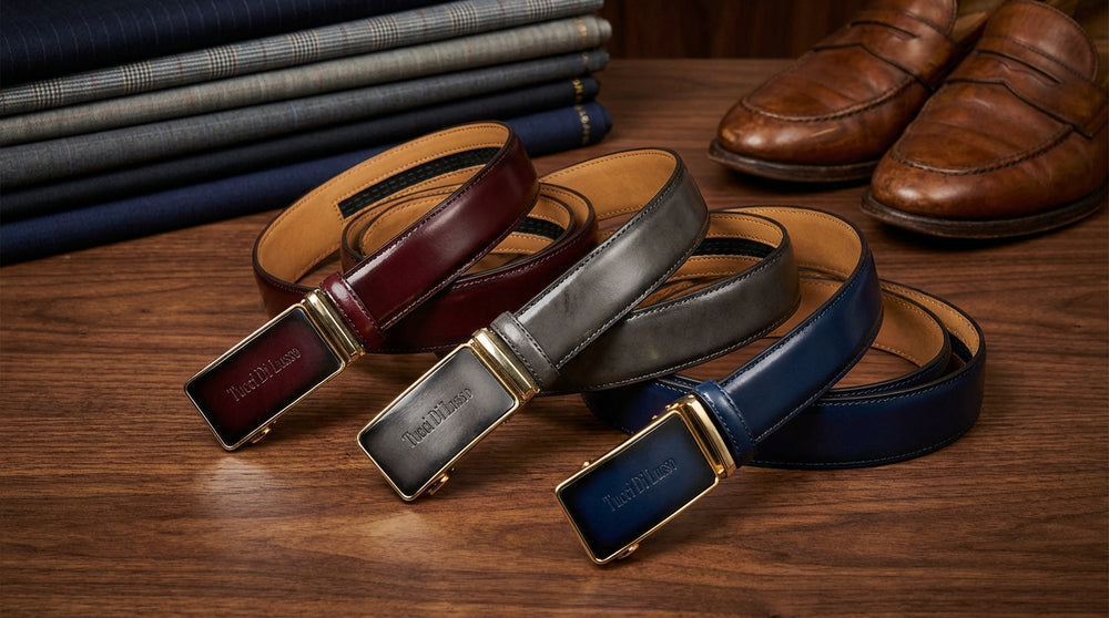 Hazelnut Italian Leather Ratchet Belt for Men - Handmade Luxury Smart Belt