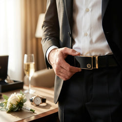 Hazelnut Italian Leather Ratchet Belt for Men - Handmade Luxury Smart Belt