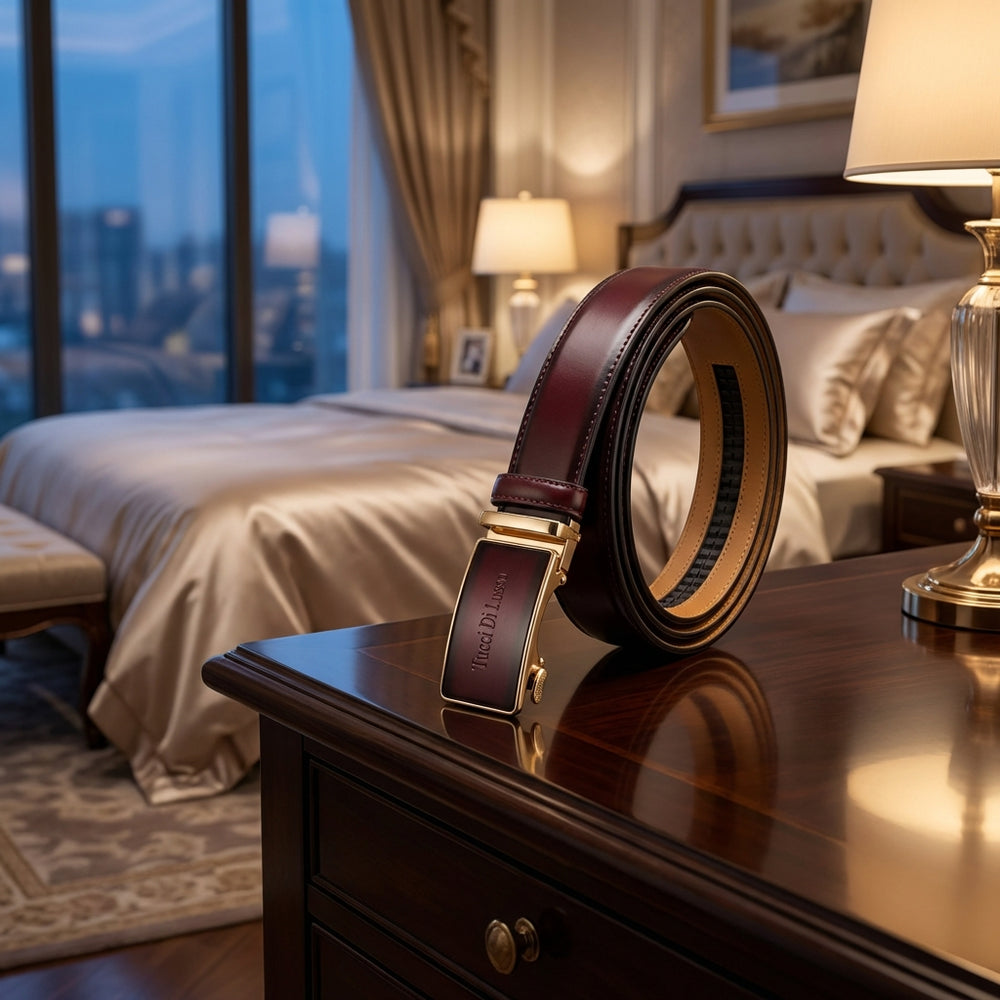 Hazelnut Italian Leather Ratchet Belt for Men - Handmade Luxury Smart Belt