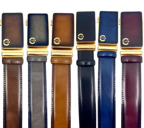 Tucci Di Lusso Belts Italian Leather Handmade Ratchet Slide Smart Belts- Black, Brown, Blue, Burgundy, Gray, Hazelnut, White for Men. Unique Gift for Him