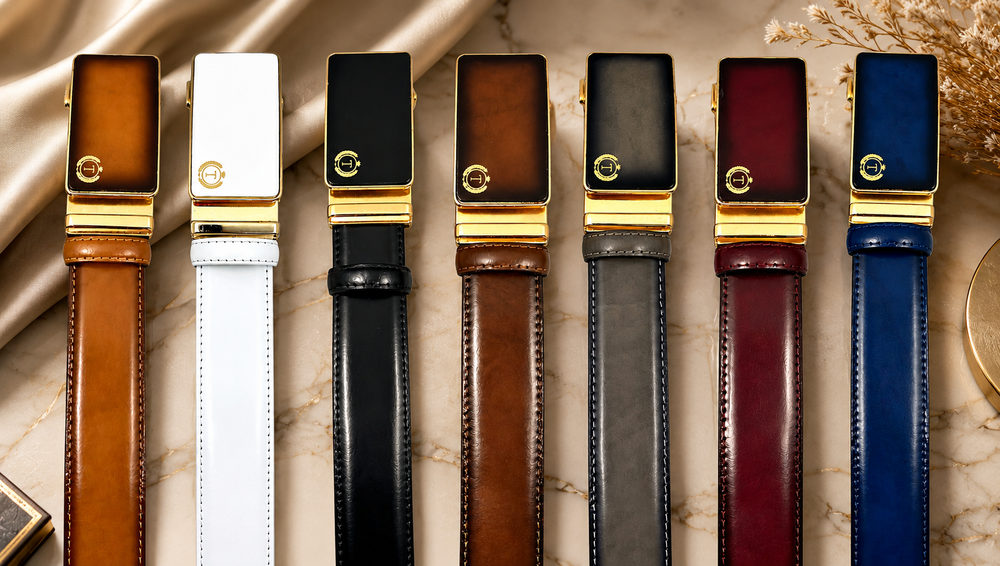 Handmade Luxury Italian Leather Ratchet Smart Belt for Men – Automatic Adjustable Men's Dress Belt | Multiple Colors
